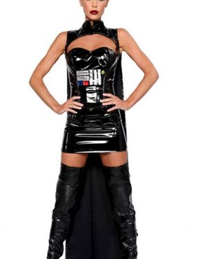 Vestido de Vinil Preto com Capa – longo – Star Wars