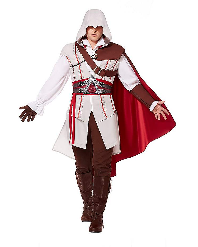 Fantasia Ezio Assassins Creed Masculina Luxo Cosplay